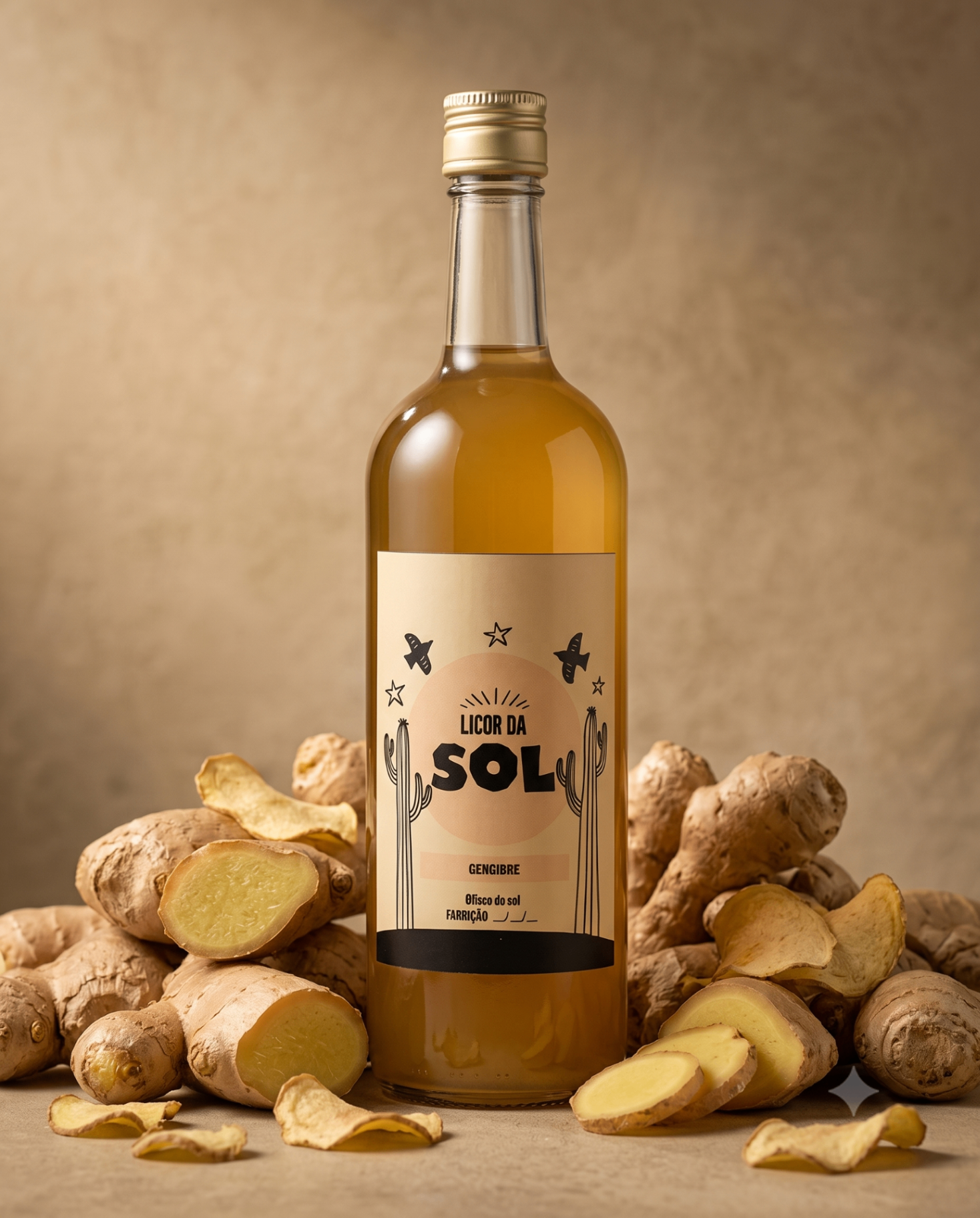 Garrafa artesanal Licor da Sol Gengibre